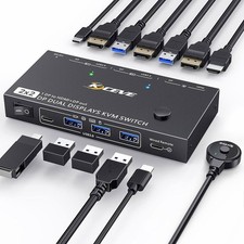 MST Displayport Splitter Dual Monitor KVM Switch 2 Monitors 2 Computers 1 DP in picture