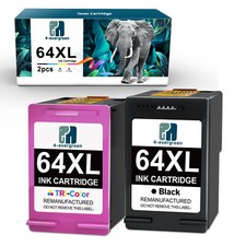 2pk Reman 64XL Black & Color Ink Cartridge for HP Envy 6255 7155 7855 7120 7130 picture