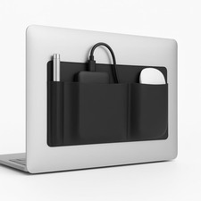 3-Pocket Adhesive Laptop Pouch Organizer - Stick-On Mouse & Hard Drive Holder picture