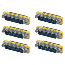 6 Pcs DB25 D-SUB 25-Pin Male to Male Mini Gender Changer Coupler Adapter Gold picture