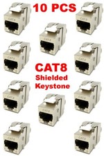 10x CAT.8 Shielded RJ45 Ethernet LAN Network 8P8C Jack Keystone 40Gbps Toolless picture