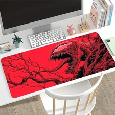 1 Large Electronic Sports Game Mouse Pad, Red Background Dark Monster Retro Il picture