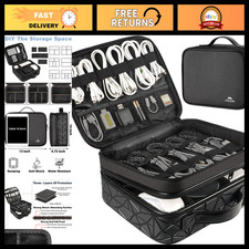 Large DJ Cable Organizer Case with Adjustable Dividers - Portable Storage Bag picture