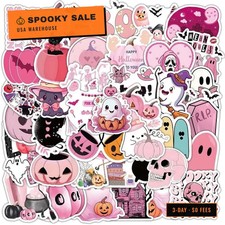 Pink Halloween Stickers Pinkoween Party Favors for Girls picture
