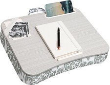 Elegant Gray Damask Lap Desk – Comfortable & Multifunctional for 15.6'' Laptops picture