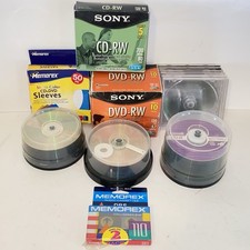 Blank Mixed Media Lot 100+ Pieces DVD-RW CD-RW DVD-R CD-R Sony Memorex Maxell picture