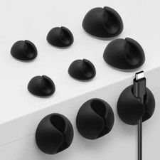 Elegant Black Cable Clips 9 PCS - Self-Adhesive Organizers for Tidy Workspaces picture