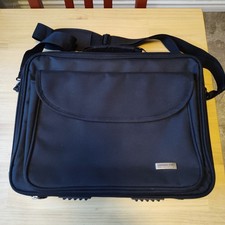 London Fog Canvas Black Laptop Computer Briefcase Carry-on Travel Bag picture