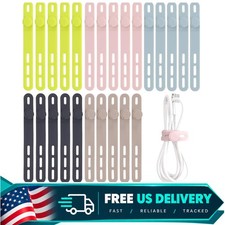 25 Pcs Silicone Cable Ties Reusable Cord Wraps for Electronics and Cables picture