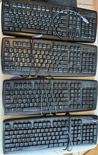 Lot of 4 Vintage AOpen PS/2 Wired Keyboards Black Windows Multimedia (TESTED) picture