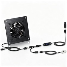 4-Inch 80mm Cabinet Cooling Fan with Thermostat USB 5V/DC 12V Temp Control picture