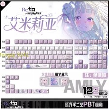 Re:Zero -Starting Life in Another World- Emilia 122Pcs PBT Keyboard Keycaps Gift picture