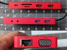 IVIIN USB C Docking Station w/ Dual Monitor 4K HDMI DP USB 3.0- RED Displaylink picture