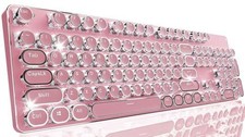 Wireless Typewriter Style Mechanical Keyboard with White Backlit, Pink picture