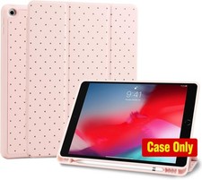 Case for iPad 10.2 Inch, Pencil Holder, Cute Polka Dot Stylish Design Cover-Pink picture