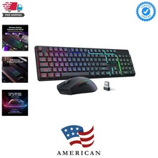 S107KS Wireless Gaming Keyboard and Mouse, RGB Backlit, 3 Mode Wired/2.4G/BT,... picture