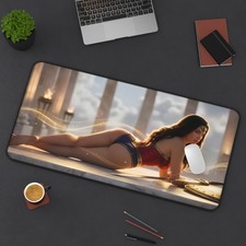 Wonder Woman Desk Mat, DC Comics Computer Desk Pad, Gamer Decor picture