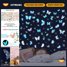 Luminous Glow in the Dark Butterfly Wall Decals - Colorful Removable Stickers fo picture