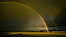 Landscape rainbows field sky Custom Gaming Mat Desk picture