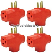 (4) Grounded 3-Way Electric Adapter 3 Outlet AC Wall Plug Triple Power Splitter  picture