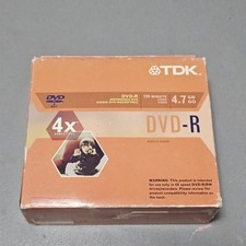 TDK DVD-R 4.7GB 120 Min 4X Video Single Sided 5 Pack New Factory Sealed Discs CD picture