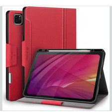 Antbox iPad Pro 11 Case 2024-2025 w/ Pencil Holder Auto Sleep, Vegan Leather Red picture