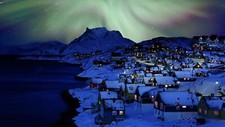 Landscape nature far view snow stars house lights water Custom Gaming Mat Desk picture