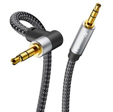 AUX Cord 6ft,3.5mm Stereo Audio Cable 90 Degree Nylon Braided 3.5mm Male to Male picture