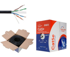 Cat5e OUTDOOR Cable UTP 24AWG Ethernet Solid Wire UV Rated Direct Burial 500ft picture