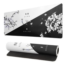 Black and White Japanese Cherry Blossom Gaming Mouse Pad Sakura Death Life Fl... picture