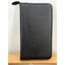 Vtg Case Logic Black Faux Leather 48 CD DVD Storage Binder Wallet Zip Organizer picture