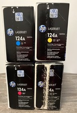 Genuine HP 124A Toner Set Black/Cyan/Magenta/Yellow Cartridges OEM New Open Box picture