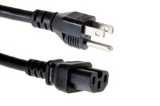 Heavy Duty AC Power Cord, 3 Prong 5-15P to C15, 15A/125V, 14 AWG, 10ft, Notched picture