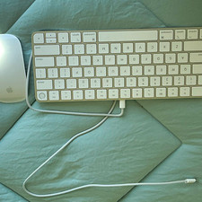 Apple Compact Wired Keyboard + Magic Mouse 2 A1657 White 300 DPI QWERTY picture