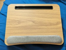 Light Brown Woodgrain Laptop Lap Desk with Cushion, Fits 15.6