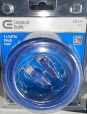 Commercial Electric 7 Ft Cat5e  Ethernet Cable Blue New picture