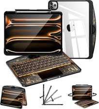Transparent Keyboard Case iPad Air/Pro 11in 360 Rotating Backlit Black picture