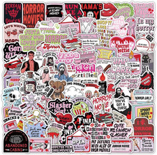 110PCS Horror Stickers Waterproof Vinyl Decals Pink Halloween Halloween picture