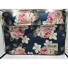 Canvaslife Floral Rose Laptop Sleeve Case Navy Blue Pink White Canvas Bag picture