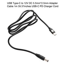 USB Type-C to 12V DC 5.5mm*2.5mm Adapter Cable 1m 39.37inches PD Charger Cord US picture