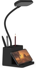 AXX Black LED Desk Lamp for Home Office Bedroom, Battery Operated Table Light picture