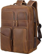 TIDING 17.3 Inch Full Grain Leather Laptop Backpack for Men Multi Brown  picture