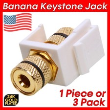 Banana Keystone Jack Black Ring White Speaker Cable Jack Wall Plate Patch Panel picture