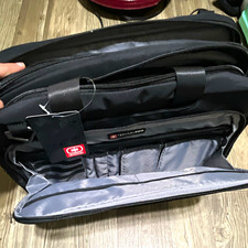 OGIO Black Gray Solid Padded Laptop Briefcase Messenger Bag Shoulder Strap picture
