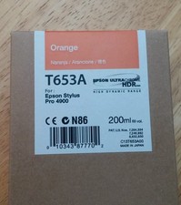 11-2019 New Genuine Epson T653A 200ml Orange Ultrachrome HDR Ink 4900 picture