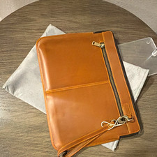 Leather laptop sleeve and business clutch with a wrist strap 14.2” picture