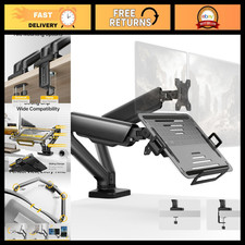 Dual Arm 2-in-1 Desk Mount for Laptop & Monitor, Fits 12-18