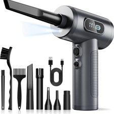 Electric Air Duster 100000RPM 3 Speed Grey Rechargeable Cordless with LED Light picture