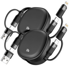 5 in1 Retractable USB Type C Cable 100W, 2Pack Multi Charging Cable 5A  (3.86ft) picture