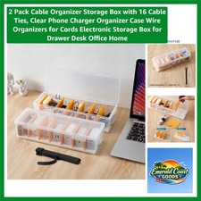 Versatile 2 Pack Clear Cables Organizer Storage Box with 16 Ties for All Needs picture